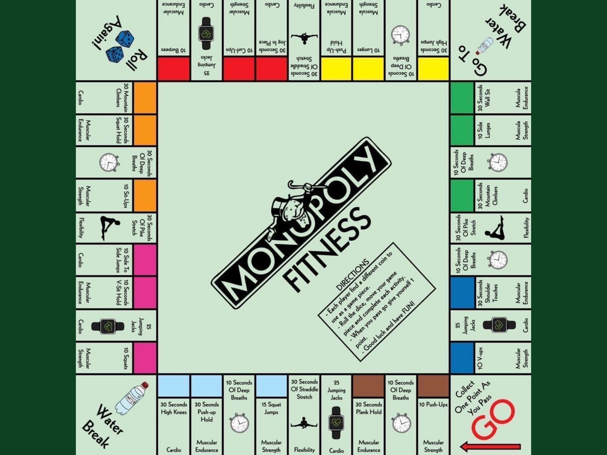 Fitness Monopoly Free Printable